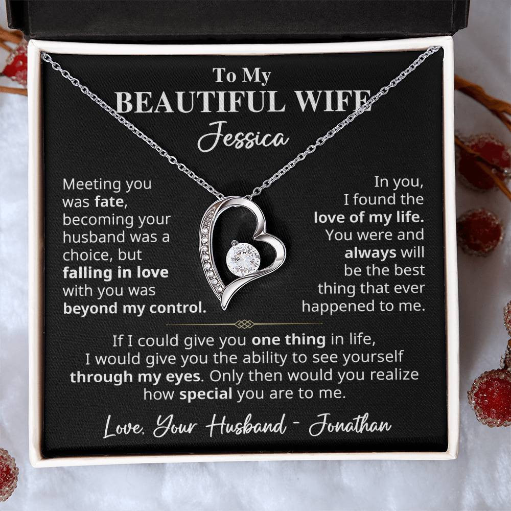 To My Beautiful Wife - Customizable Names | Forever Love Necklace