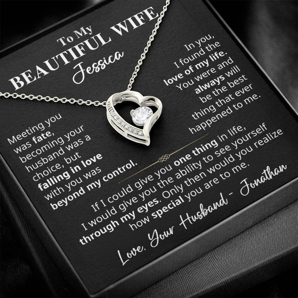 To My Beautiful Wife - Customizable Names | Forever Love Necklace