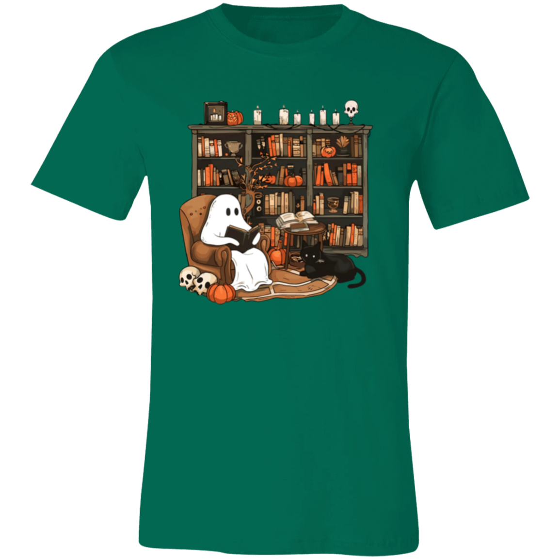 Ghost Reading By Book Shelf Short-Sleeve T-Shirt