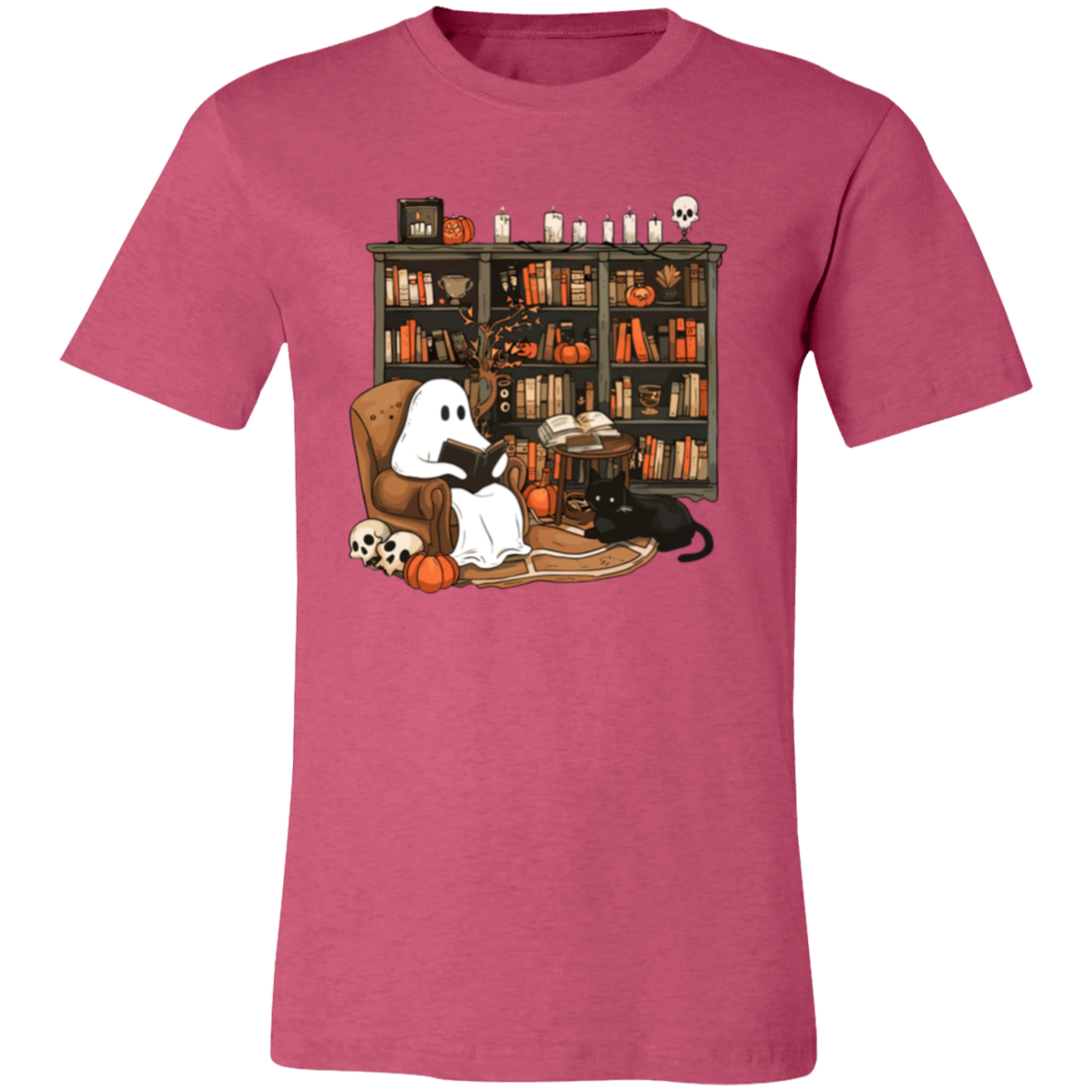 Ghost Reading By Book Shelf Short-Sleeve T-Shirt