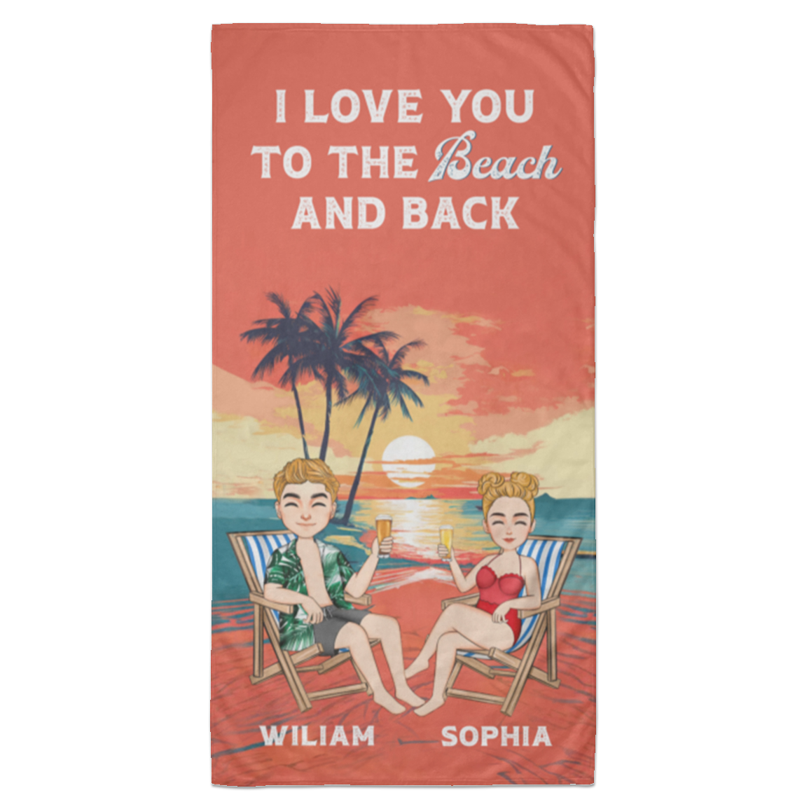 Beach Towel - 35x70-- Love you to beach and back