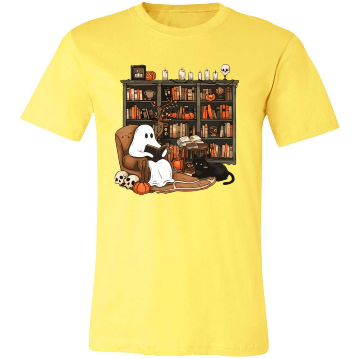 Ghost Reading By Book Shelf Short-Sleeve T-Shirt