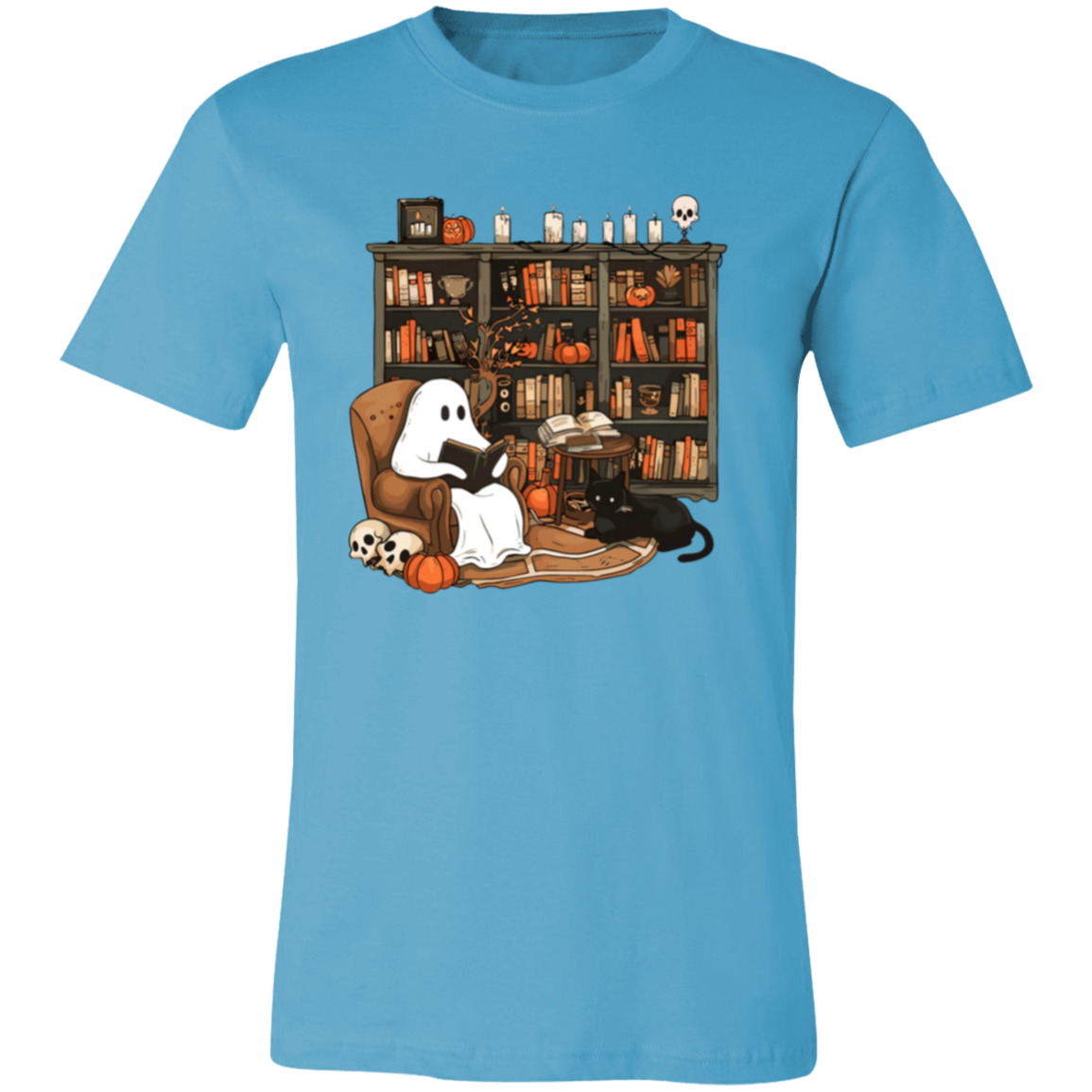 Ghost Reading By Book Shelf Short-Sleeve T-Shirt