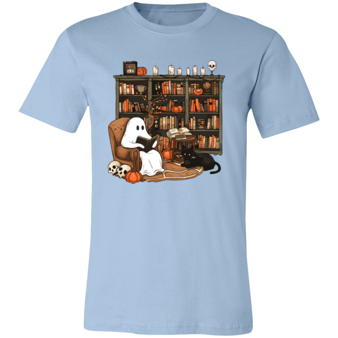 Ghost Reading By Book Shelf Short-Sleeve T-Shirt