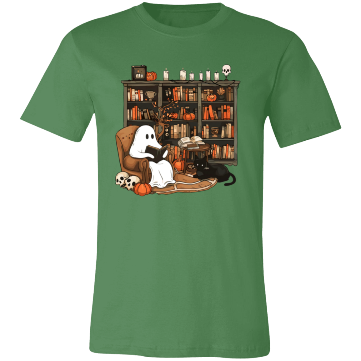 Ghost Reading By Book Shelf Short-Sleeve T-Shirt