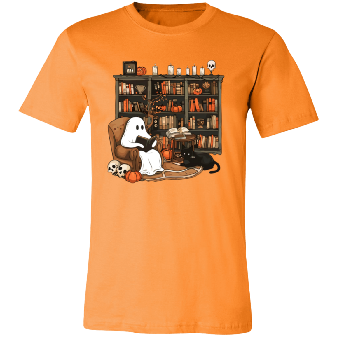 Ghost Reading By Book Shelf Short-Sleeve T-Shirt