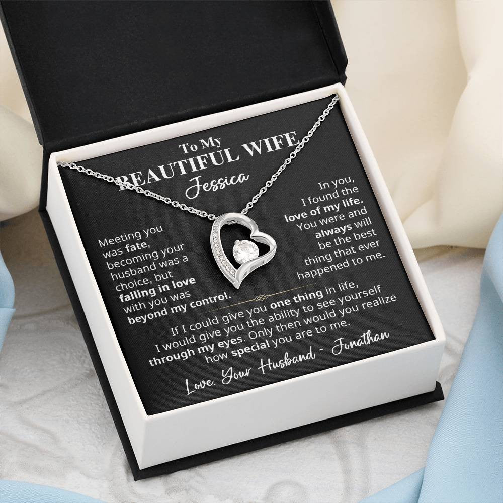 To My Beautiful Wife - Customizable Names | Forever Love Necklace