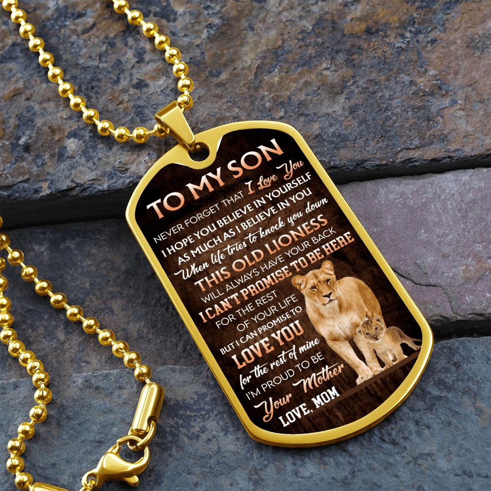 To My Son- Never Forget I luv You Lion and Cub- Mom
