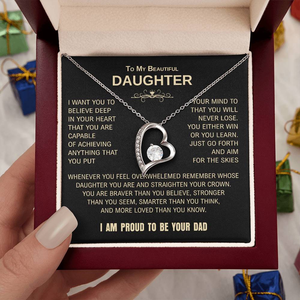 To My Beautiful Daughter | Proud to Be Your Dad | Blk Gld | Forever Love Necklace