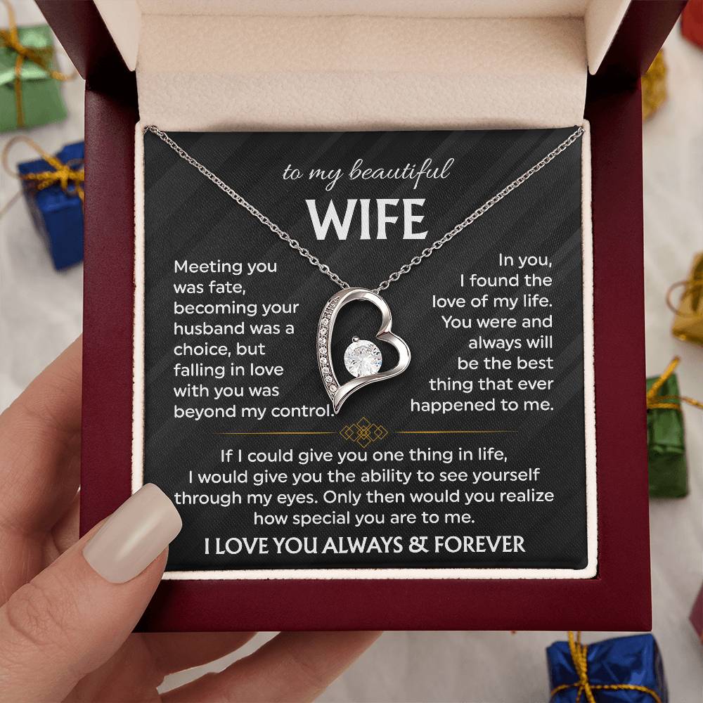 To My Beautiful Wife | Meeting You was Fate | Blk Forever Love Necklace