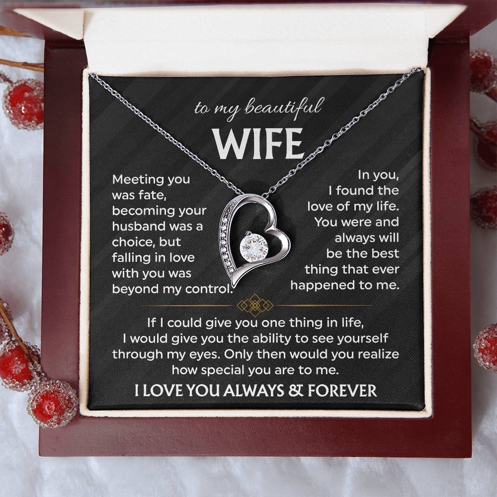 To My Beautiful Wife | Meeting You was Fate | Blk Forever Love Necklace