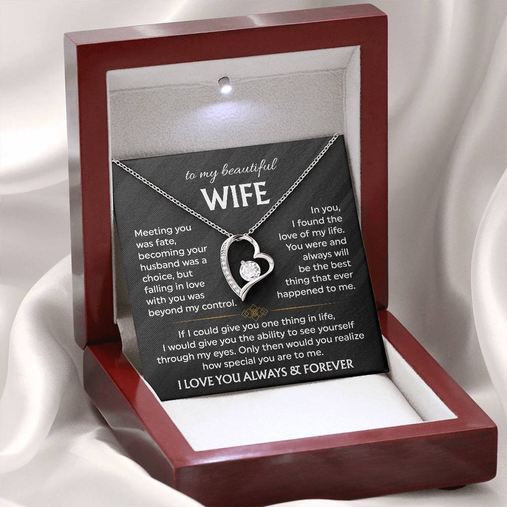 To My Beautiful Wife | Meeting You was Fate | Blk Forever Love Necklace
