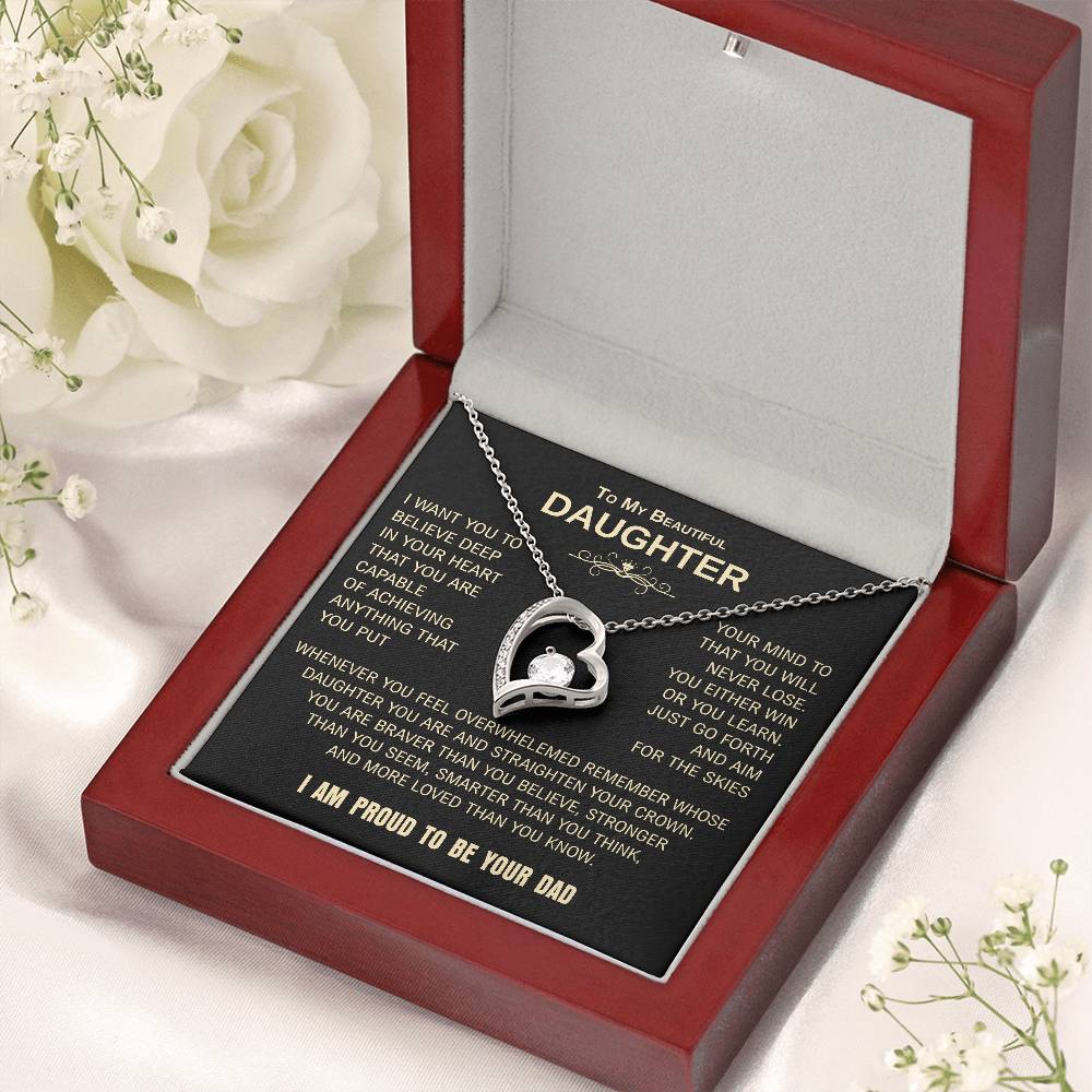 To My Beautiful Daughter | Proud to Be Your Dad | Blk Gld | Forever Love Necklace