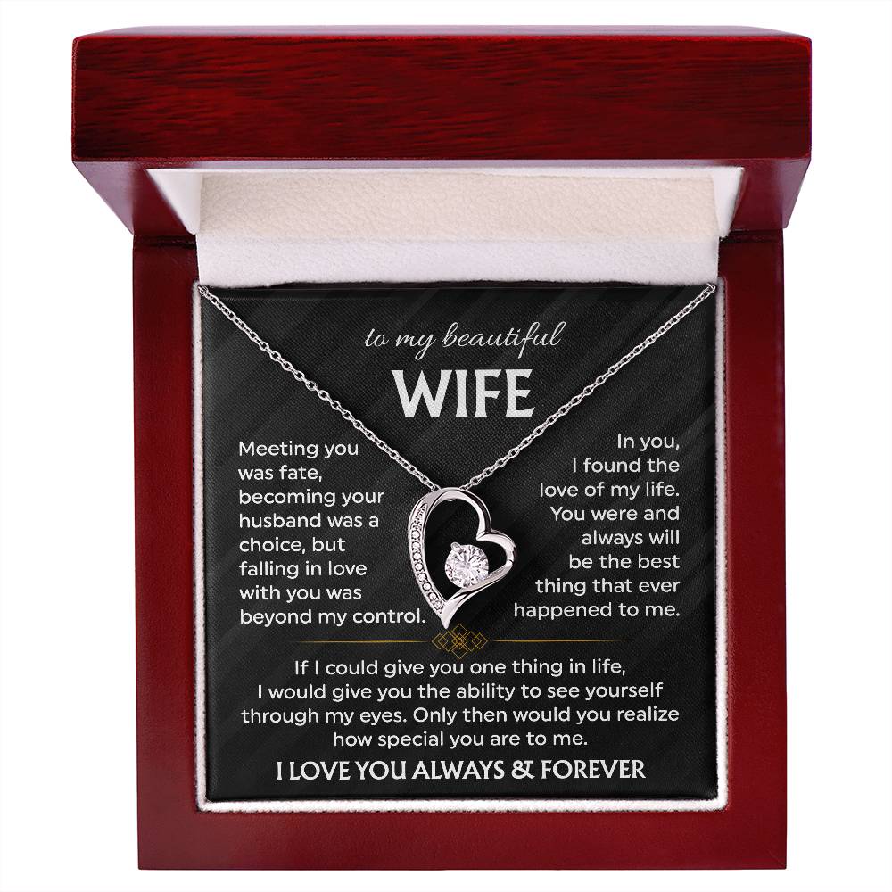 To My Beautiful Wife | Meeting You was Fate | Blk Forever Love Necklace