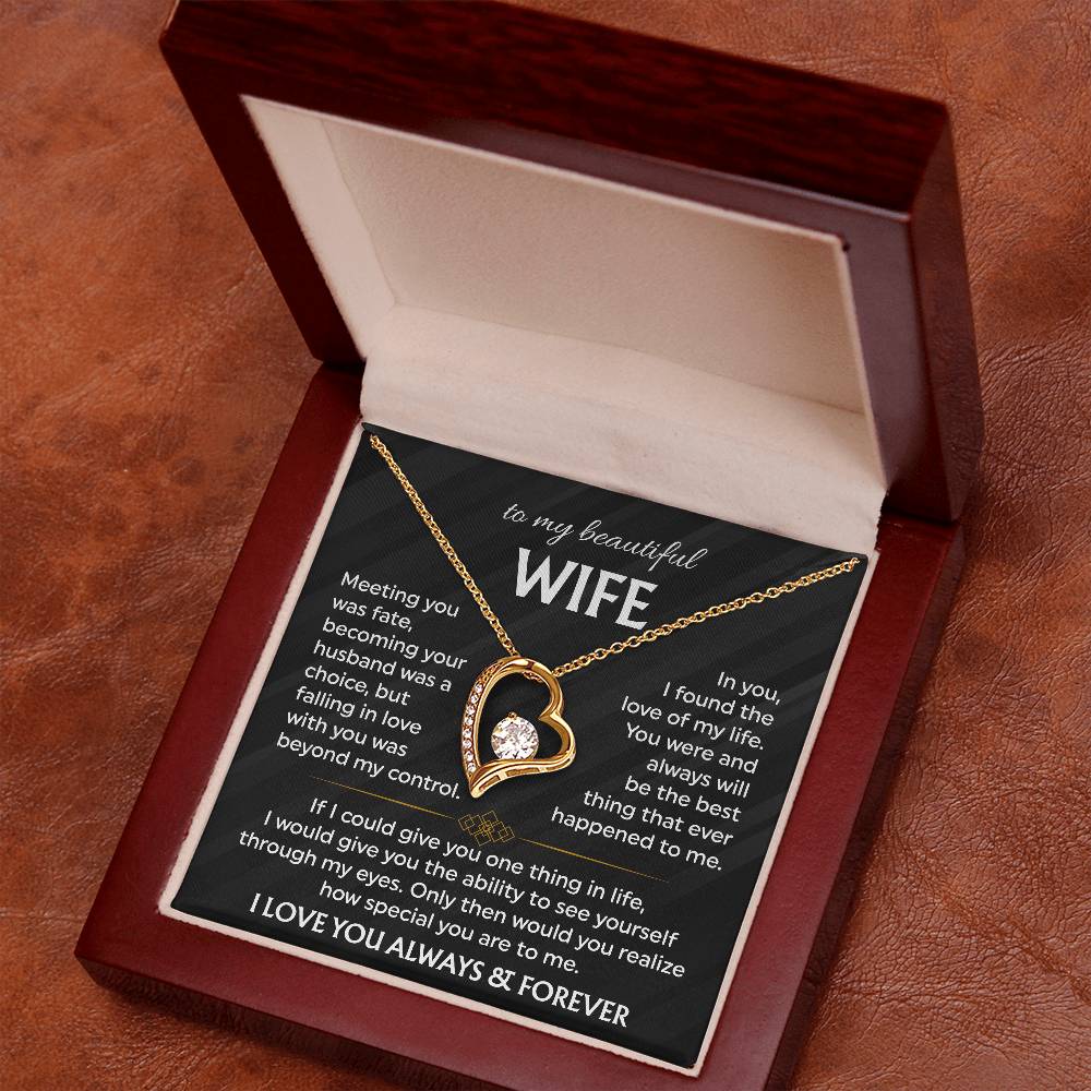 To My Beautiful Wife | Meeting You was Fate | Blk Forever Love Necklace
