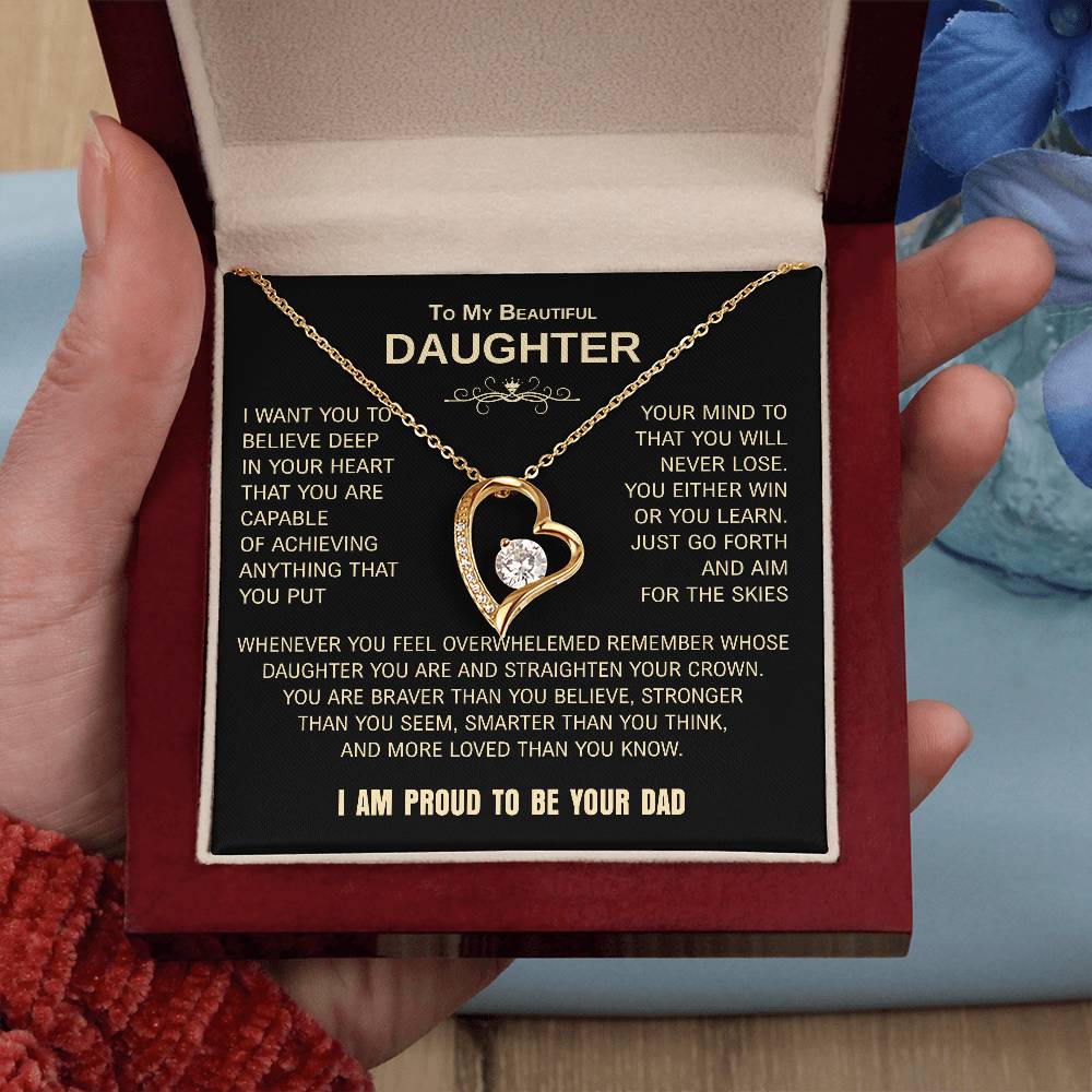 To My Beautiful Daughter | Proud to Be Your Dad | Blk Gld | Forever Love Necklace