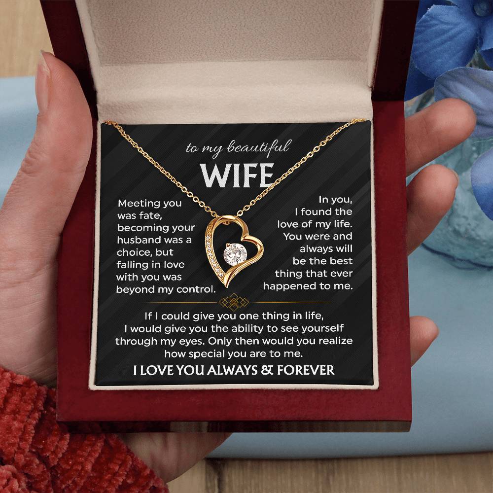 To My Beautiful Wife | Meeting You was Fate | Blk Forever Love Necklace