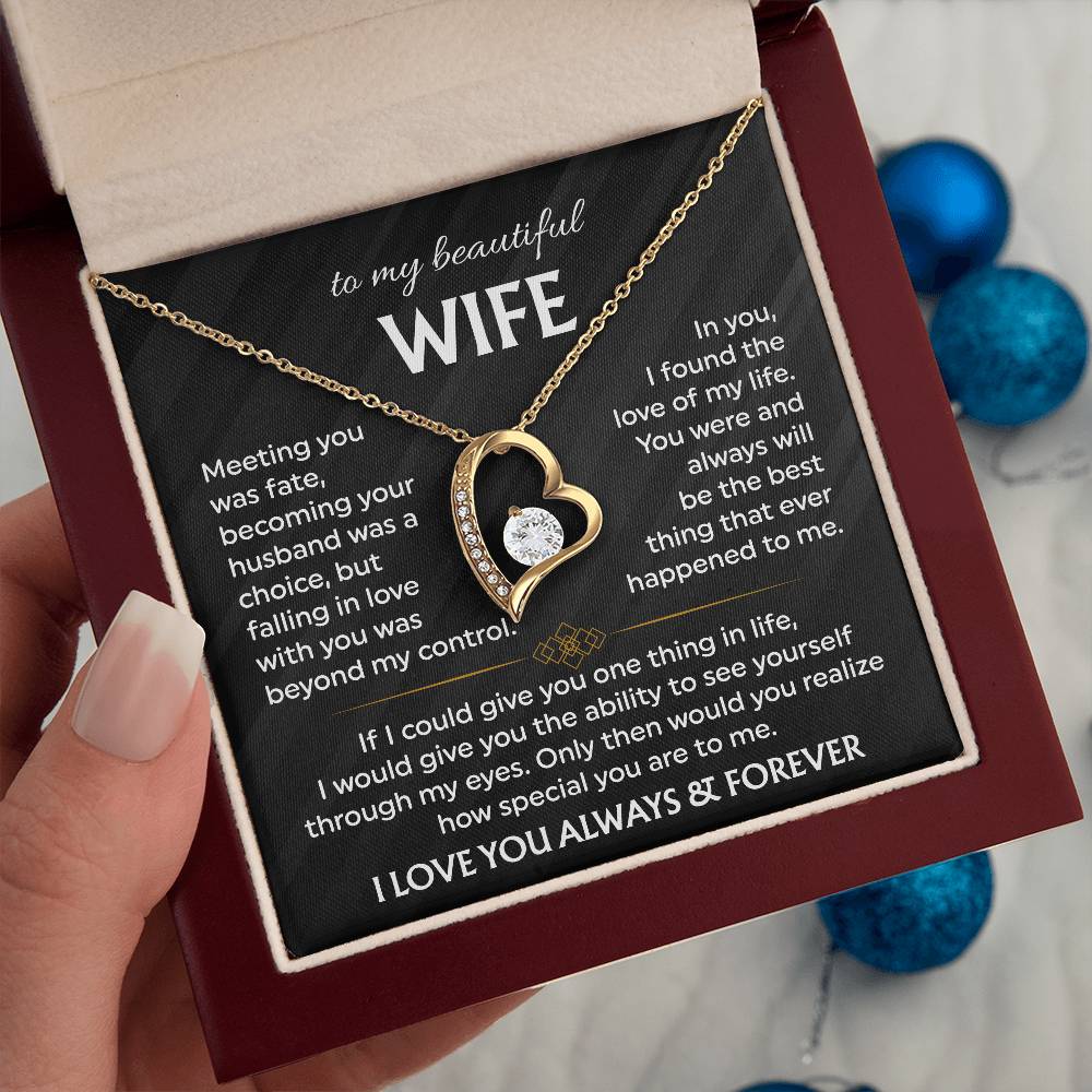 To My Beautiful Wife | Meeting You was Fate | Blk Forever Love Necklace