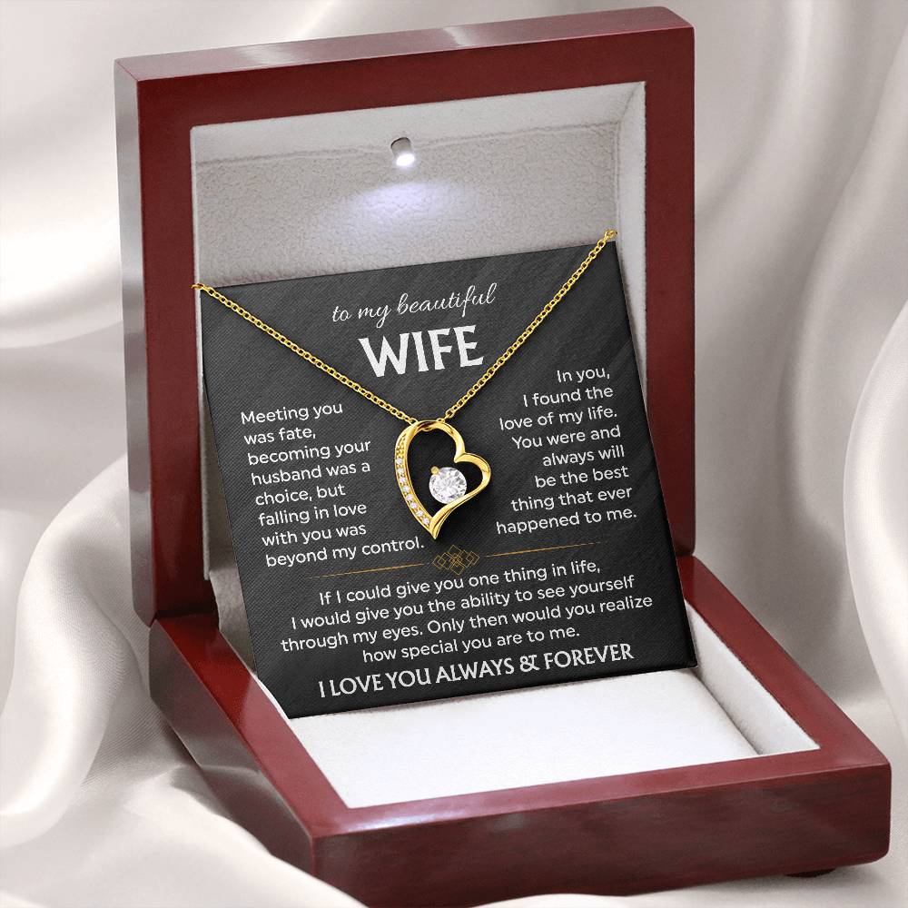 To My Beautiful Wife | Meeting You was Fate | Blk Forever Love Necklace