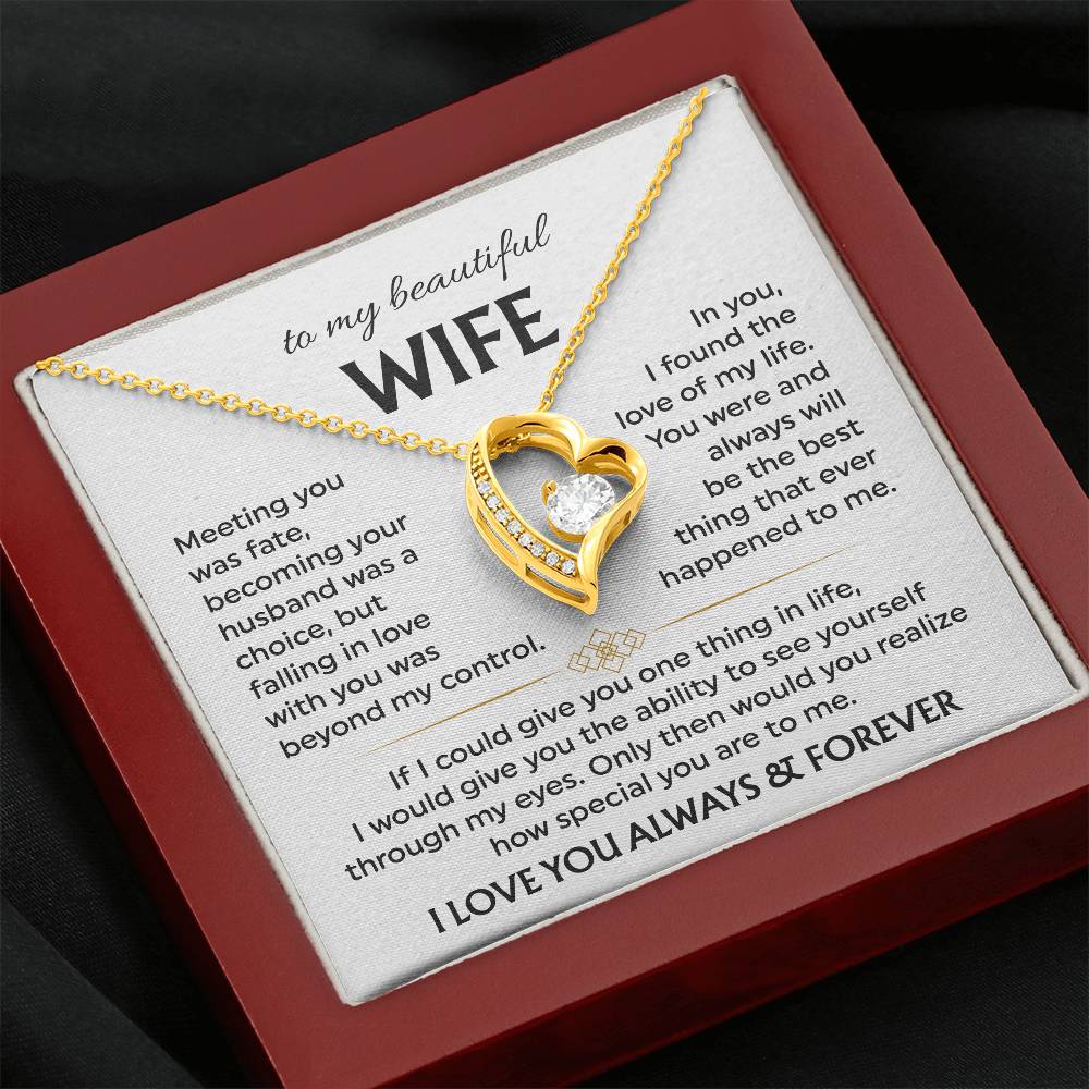 To My Beautiful Wife | Meeting You was Fate | White | Love Knot Necklace