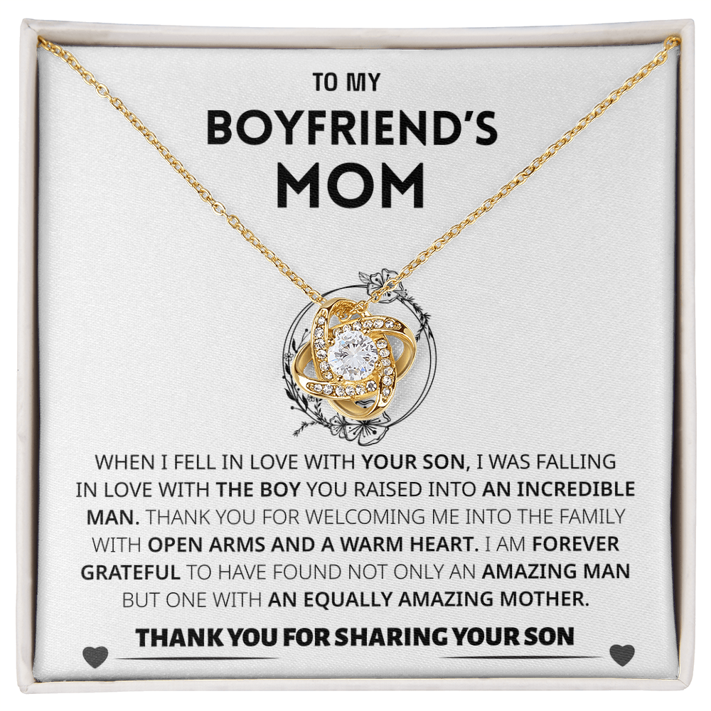 To My Boyfriends Mom | Thank You | Love Knot Necklace
