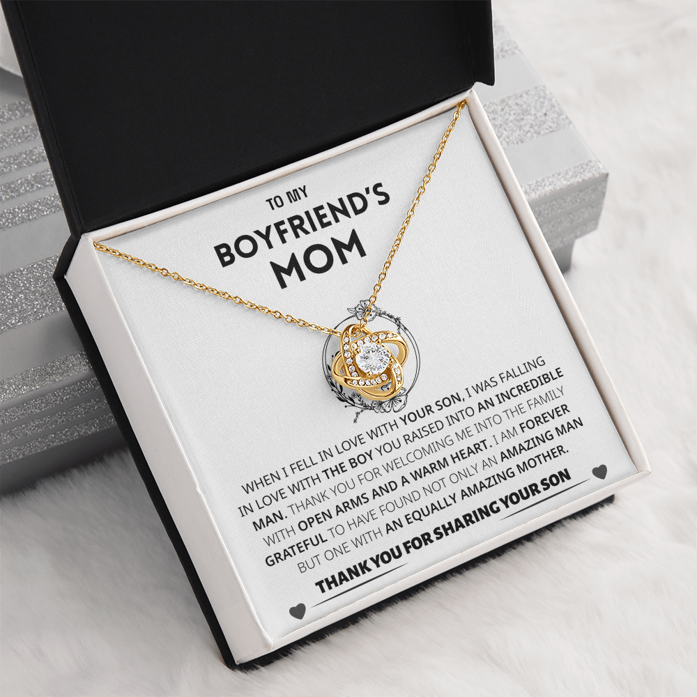 To My Boyfriends Mom | Thank You | Love Knot Necklace