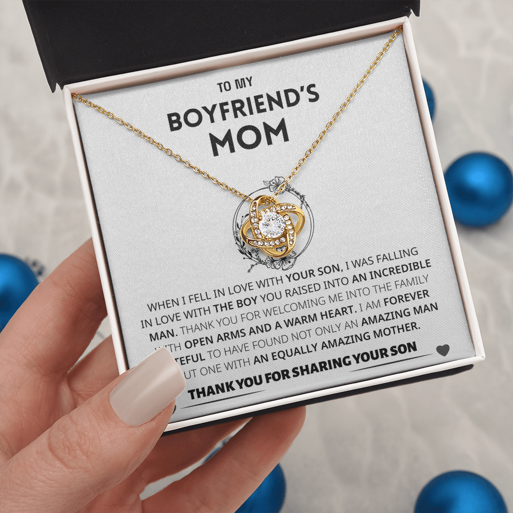 To My Boyfriends Mom | Thank You | Love Knot Necklace