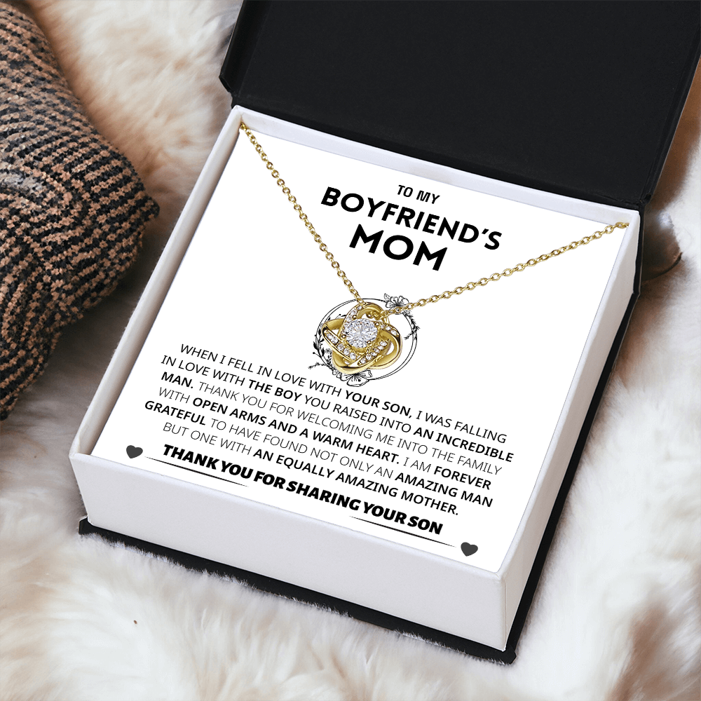 To My Boyfriends Mom | Thank You | Love Knot Necklace