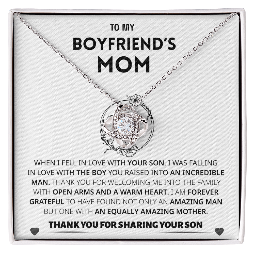 To My Boyfriends Mom | Thank You | Love Knot Necklace