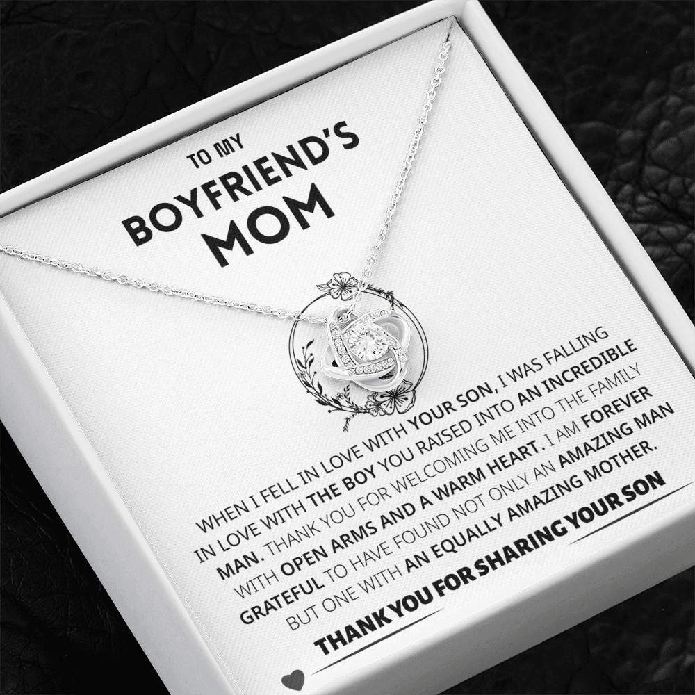 To My Boyfriends Mom | Thank You | Love Knot Necklace