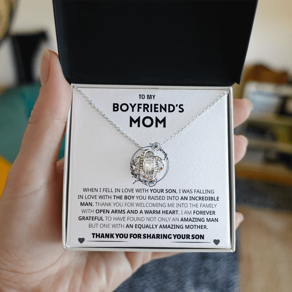 To My Boyfriends Mom | Thank You | Love Knot Necklace