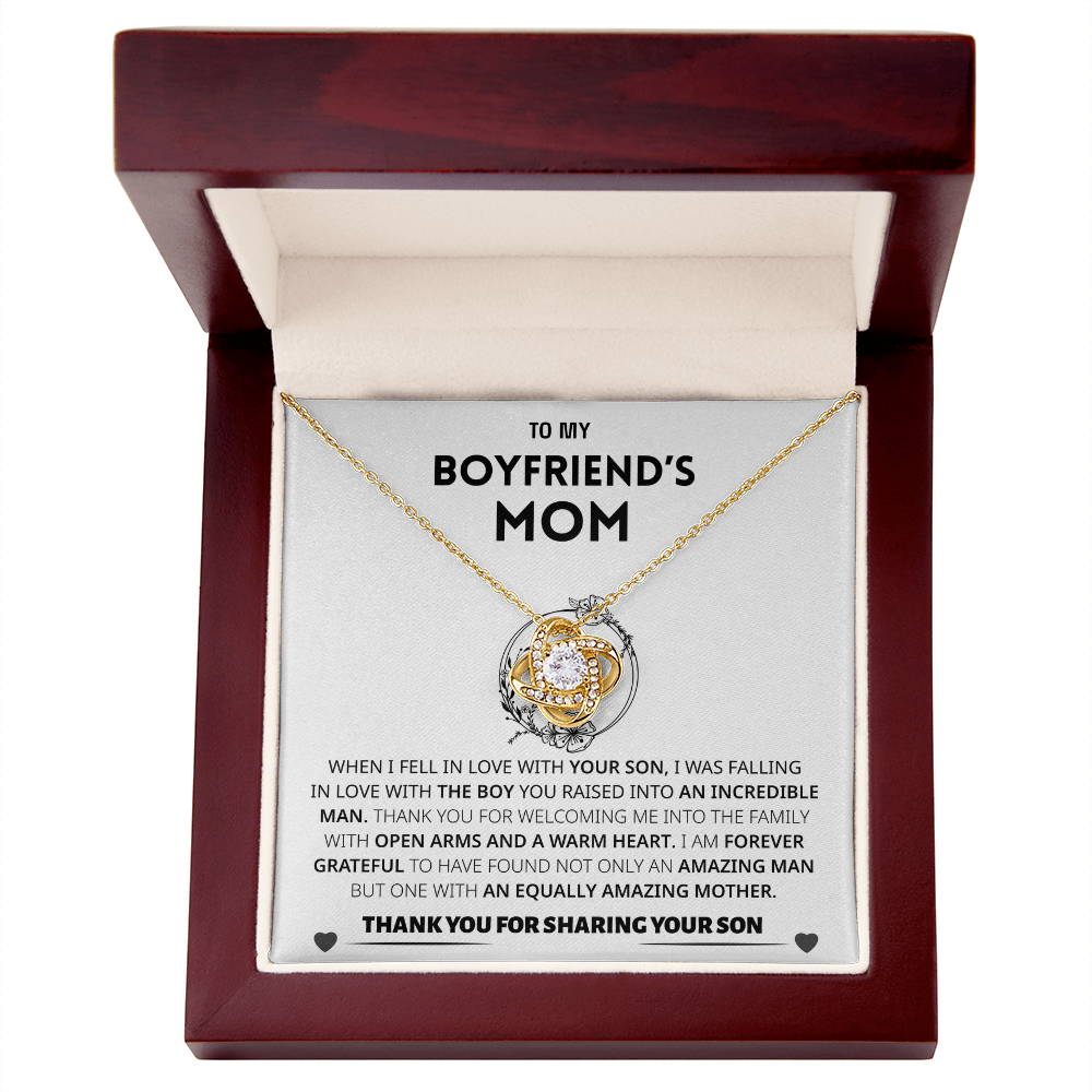 To My Boyfriends Mom | Thank You | Love Knot Necklace