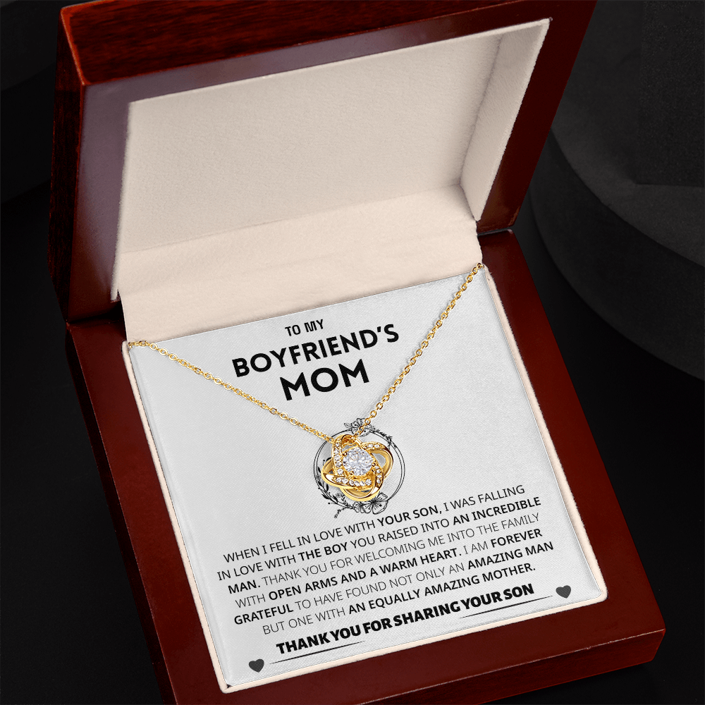 To My Boyfriends Mom | Thank You | Love Knot Necklace