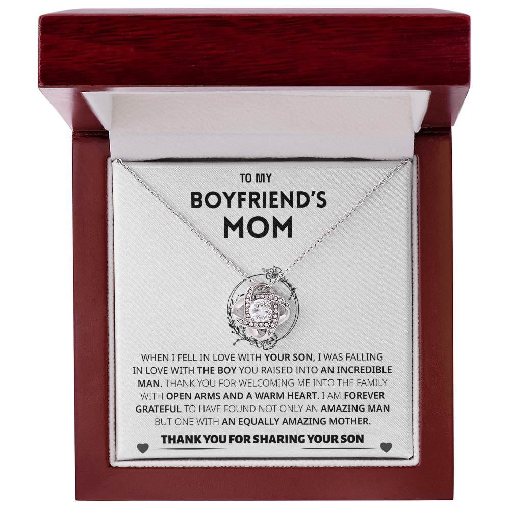 To My Boyfriends Mom | Thank You | Love Knot Necklace