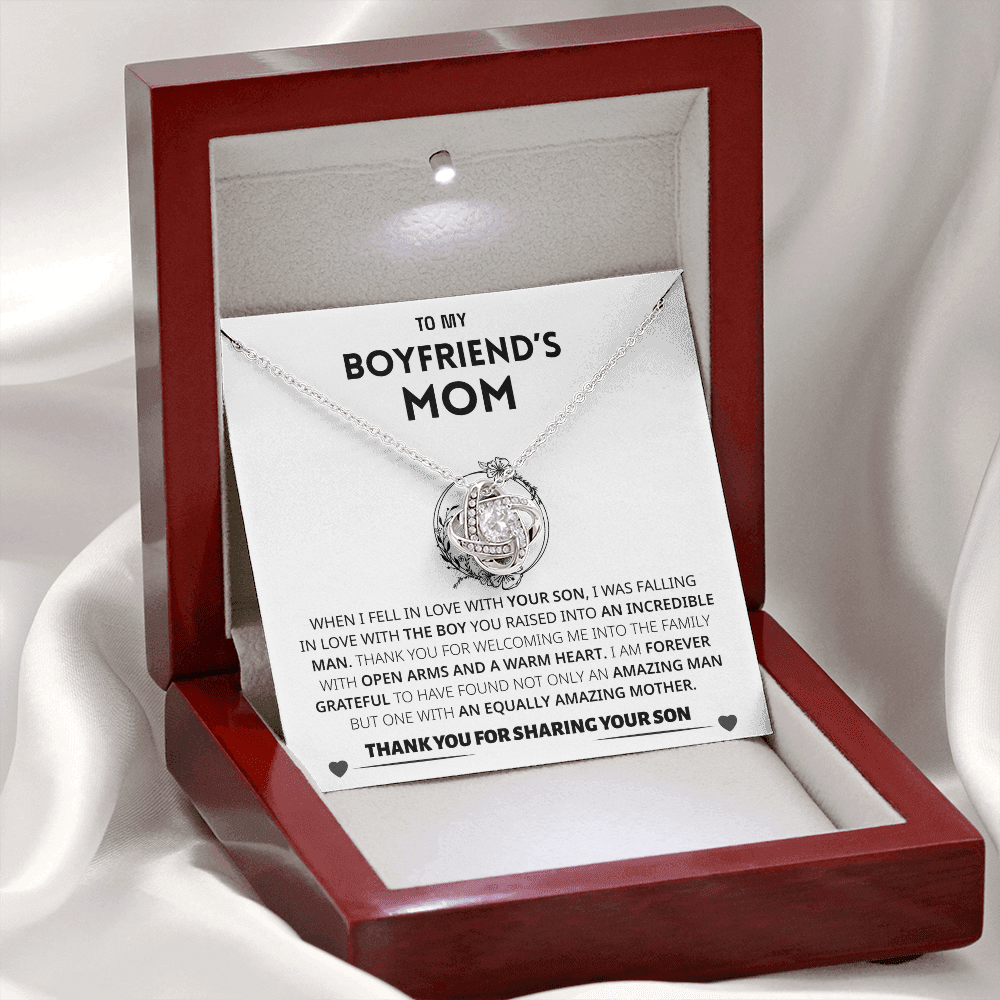 To My Boyfriends Mom | Thank You | Love Knot Necklace