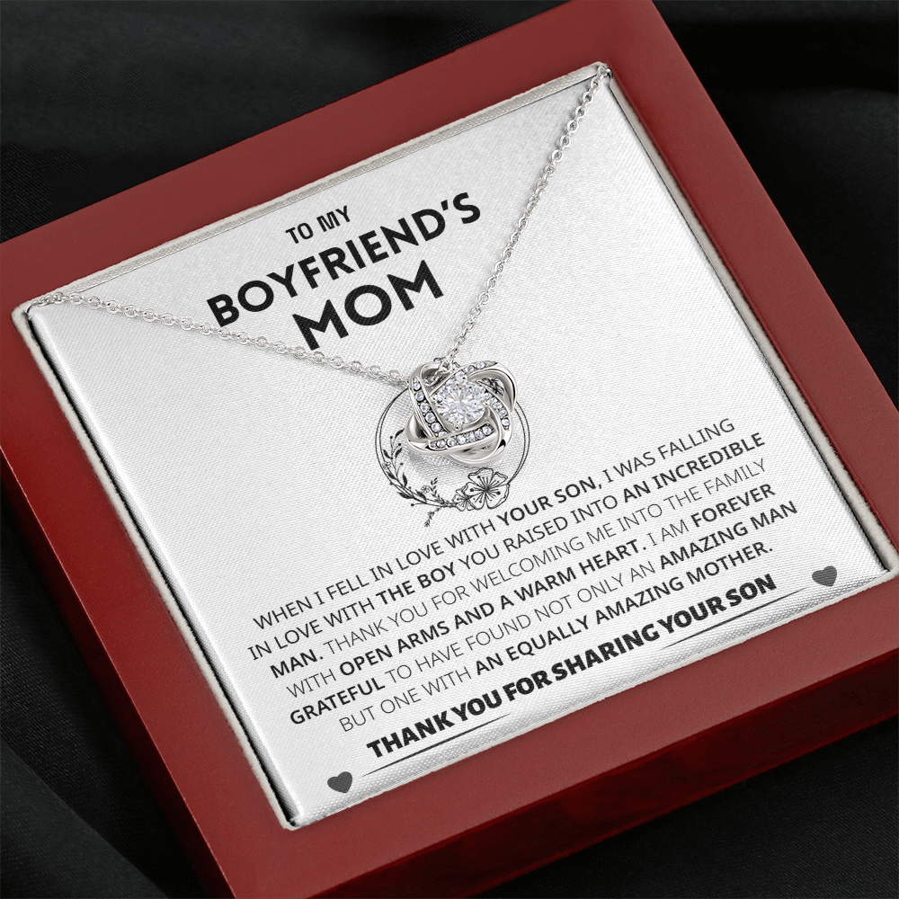 To My Boyfriends Mom | Thank You | Love Knot Necklace