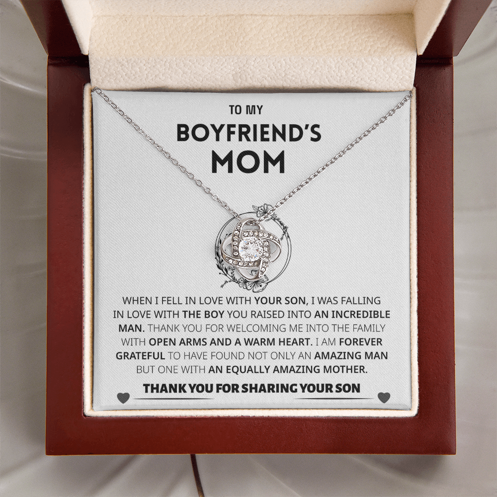 To My Boyfriends Mom | Thank You | Love Knot Necklace