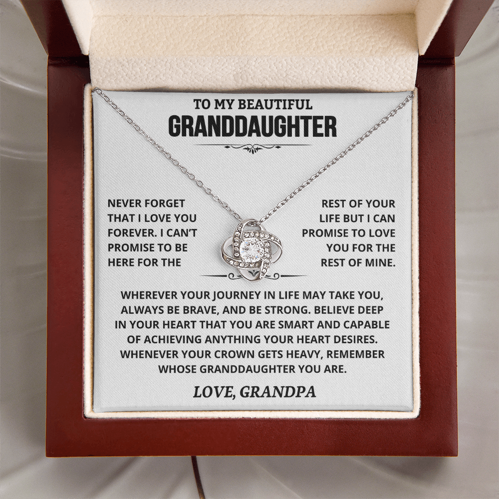 To My Beautiful Granddaughter | Love, Grandpa | Love knot necklace