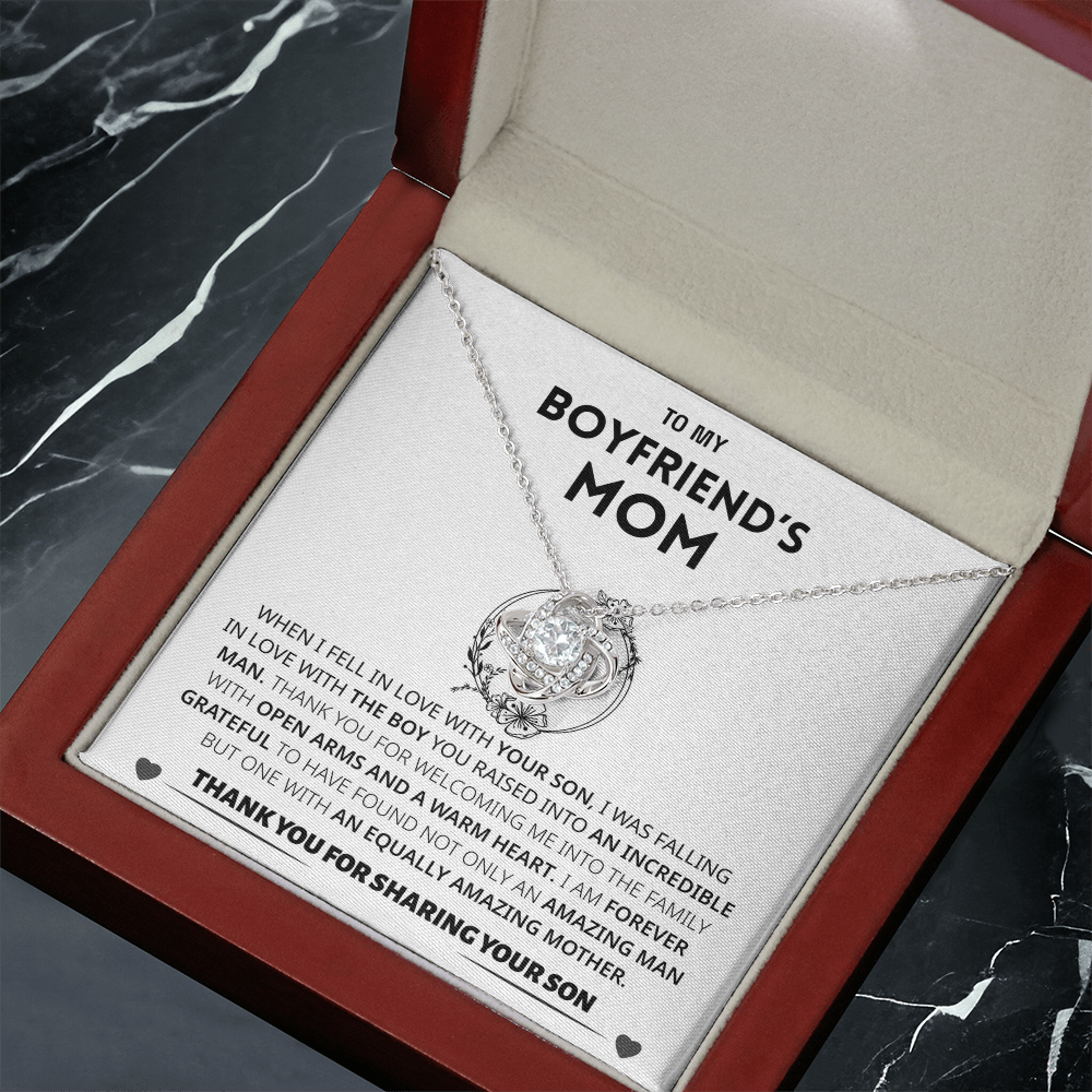 To My Boyfriends Mom | Thank You | Love Knot Necklace