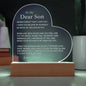 To My Son| Never Forget I Love You | Heart Plaque