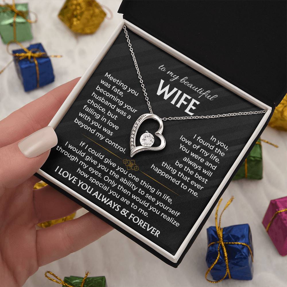 To My Beautiful Wife | Meeting You was Fate | Blk Forever Love Necklace