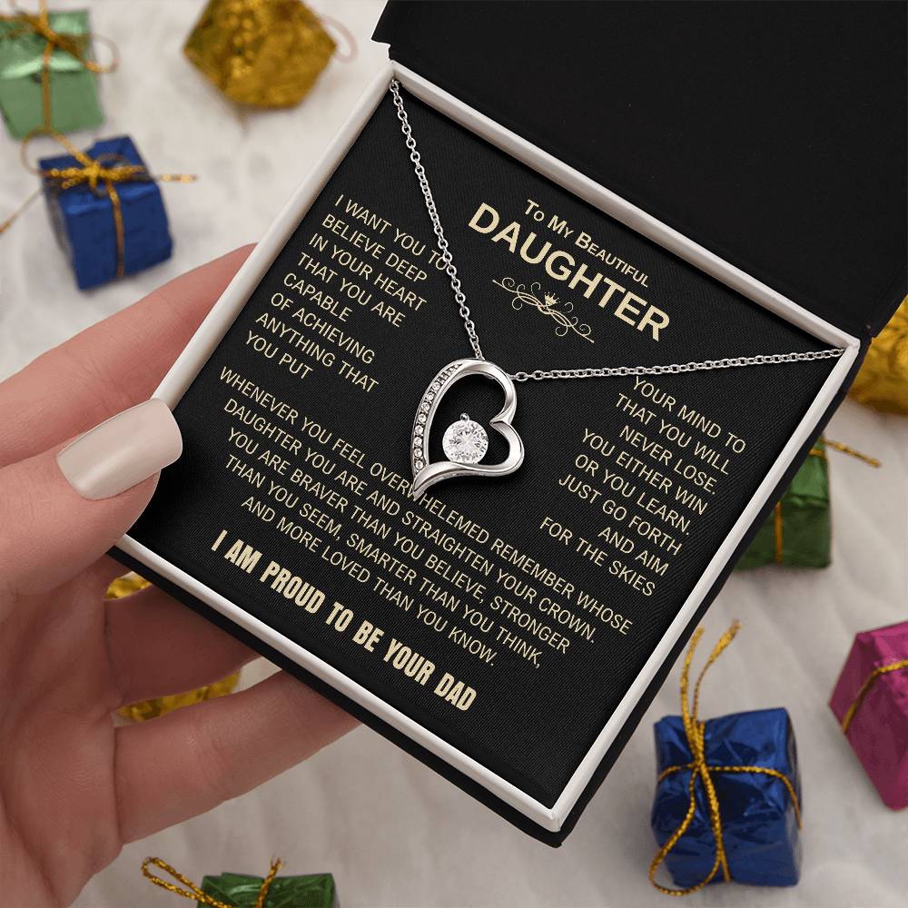 To My Beautiful Daughter | Proud to Be Your Dad | Blk Gld | Forever Love Necklace