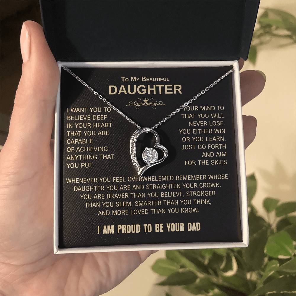 To My Beautiful Daughter | Proud to Be Your Dad | Blk Gld | Forever Love Necklace