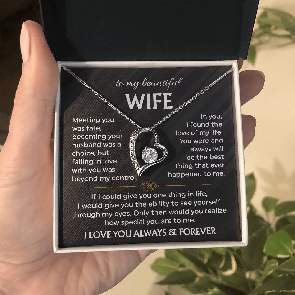 To My Beautiful Wife | Meeting You was Fate | Blk Forever Love Necklace