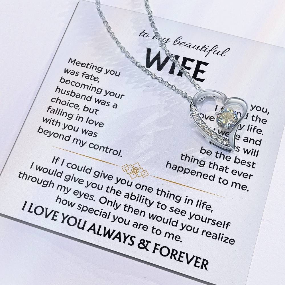 To My Beautiful Wife | Meeting You was Fate | White | Love Knot Necklace