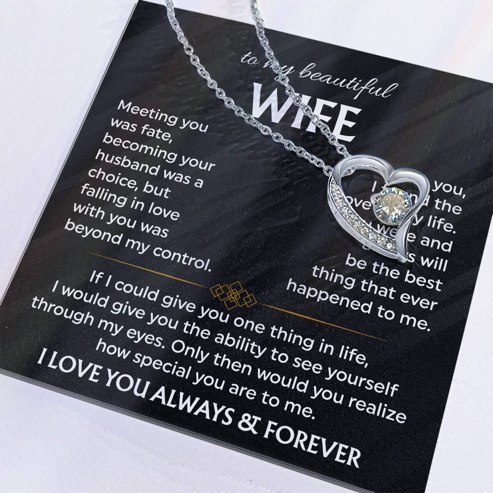 To My Beautiful Wife | Meeting You was Fate | Blk Forever Love Necklace