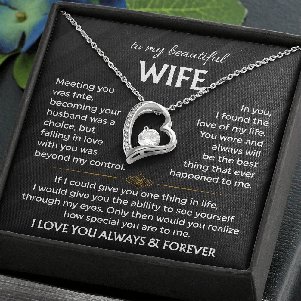 To My Beautiful Wife | Meeting You was Fate | Blk Forever Love Necklace
