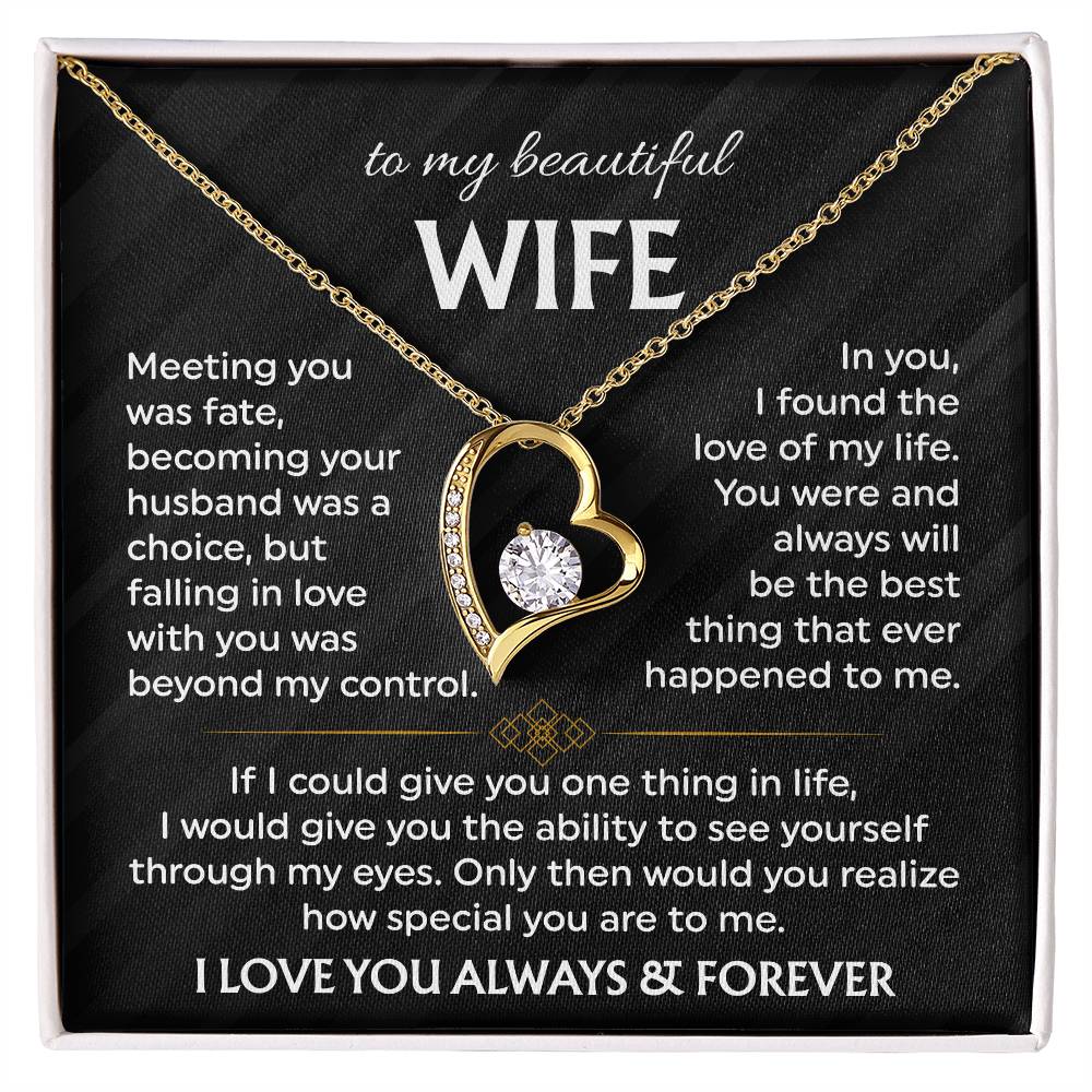 To My Beautiful Wife | Meeting You was Fate | Blk Forever Love Necklace