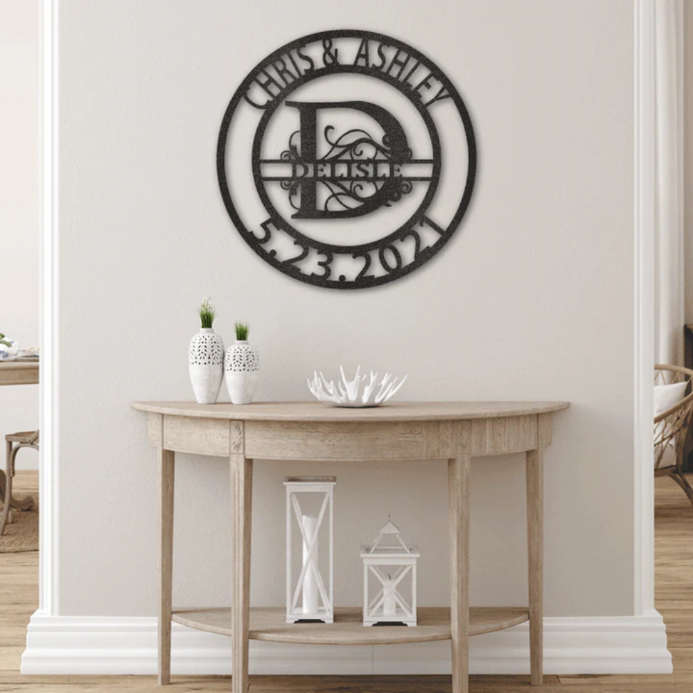Elaborate Split Style Monogram Wall Art