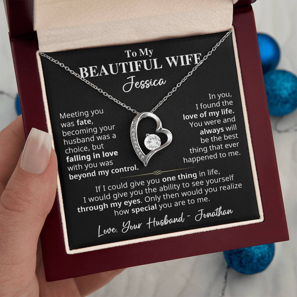 To My Beautiful Wife - Customizable Names | Forever Love Necklace